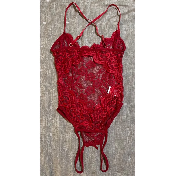 Women’s Sexy Red Lace Lingerie Stretchy Bodysuit NEW - Picture 4 of 8
